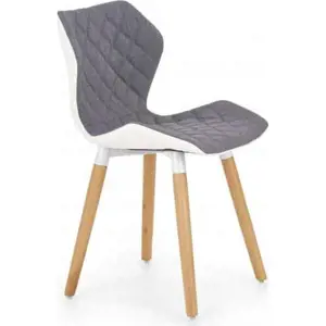 Halmar Jídelní židle K277 šedá látka/bílá koženka