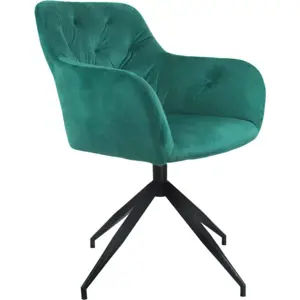 Tempo Kondela Otočná židle VELEZA NEW - zelená Velvet látka/černá + kupón KONDELA10 na okamžitou slevu 3% (kupón uplatníte v košíku)