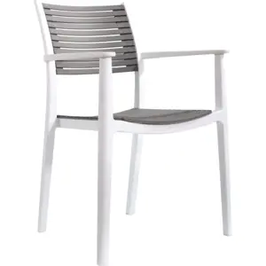 Tempo Kondela Stohovatelná židle HERTA - bílá/šedá + kupón KONDELA10 na okamžitou slevu 3% (kupón uplatníte v košíku)