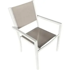 Tempo Kondela Zahradní stohovatelná židle DORIO - bílá ocel/světle šedá + kupón KONDELA10 na okamžitou slevu 3% (kupón uplatníte v košíku)