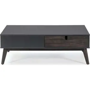 Produkt Antracitově šedý konferenční stolek s 2 zásuvkami a nohami z borovicového dřeva Marckeric Kiara