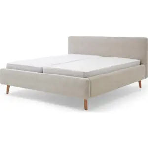 Produkt Béžová čalouněná dvoulůžková postel s úložným prostorem s roštem 180x200 cm Mattis Cord – Meise Möbel