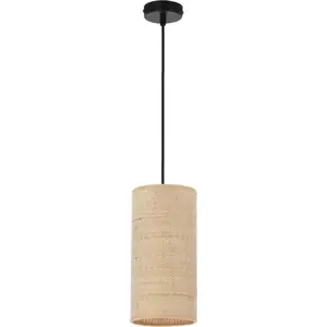 Béžové závěsné svítidlo s ratanovým stínidlem ø 12 cm Fleri – Candellux Lighting