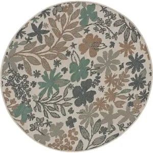 Béžovo-zelený venkovní koberec Universal Floral, ø 115 cm