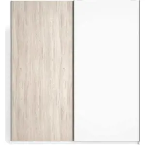 Produkt Bílá šatní skříň v dekoru dubu s posuvnými dveřmi 182x200 cm Sahara - Marckeric