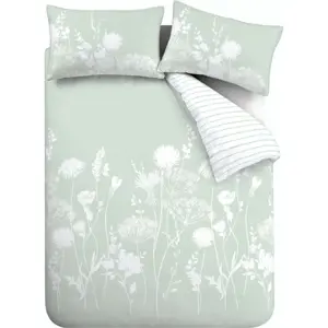 Produkt Bílo-zelené povlečení Catherine Lansfield Meadowsweet Floral, 135 x 200 cm