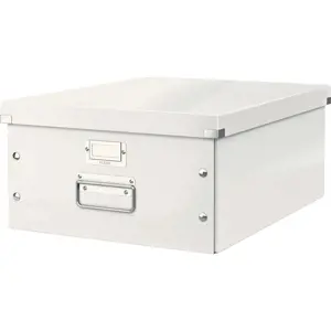 Bílý kartonový úložný box s víkem 37x48x20 cm Click&Store – Leitz
