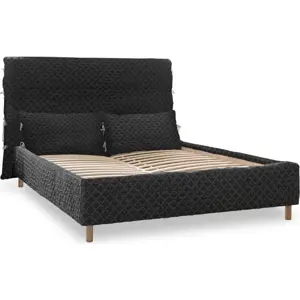 Černá čalouněná dvoulůžková postel s roštem 180x200 cm Sleepy Luna – Miuform
