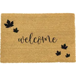 Černá rohožka z přírodního kokosového vlákna Artsy Doormats Welcome Autumn, 40 x 60 cm