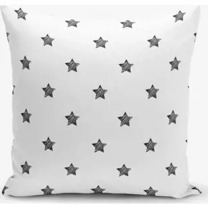 Černo-bílý povlak na polštář s příměsí bavlny Minimalist Cushion Covers White Background Star, 45 x 45 cm