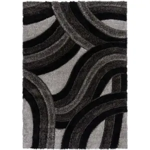 Černo-šedý ručně tkaný koberec z recyklovaných vláken 80x150 cm Velvet – Flair Rugs