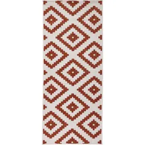 Červeno-krémový venkovní koberec NORTHRUGS Malta, 80 x 345 cm