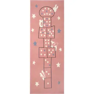 Dětský růžový koberec Hanse Home Adventures Jump, 100 x 250 cm
