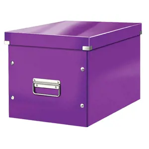 Fialový kartonový úložný box s víkem 32x36x31 cm Click&Store – Leitz