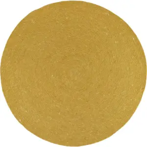 Hořčicově žlutý ručně vyrobený koberec ze směsi vlny a bavlny Nattiot Neethu, ø 140 cm