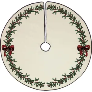 Krémový pratelný kulatý koberec pod stromeček s vánočním motivem ø 130 cm – Butter Kings