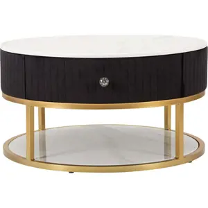 Kulatý konferenční stolek v černo-zlaté barvě Montpellier – Mauro Ferretti