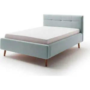 Modrá čalouněná dvoulůžková postel s úložným prostorem a s roštem 140x200 cm Lotte - Meise Möbel