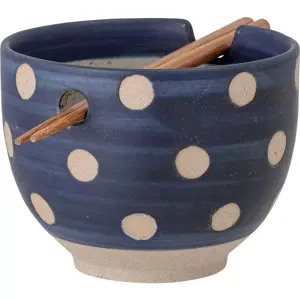 Produkt Modrá kameninová miska s jídelními hůlkami Bloomingville Masami, ø 13 cm
