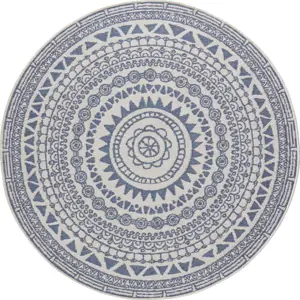 Modro-krémový venkovní koberec NORTHRUGS Coron, ø 200 cm