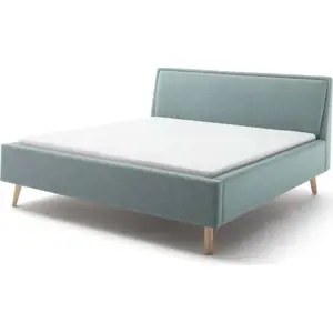 Modrošedá čalouněná dvoulůžková postel s úložným prostorem s roštem 180x200 cm Frieda – Meise Möbel