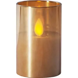 Oranžová LED vosková svíčka ve skle Star Trading M-Twinkle, výška 7,5 cm