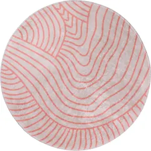 Pratelný kulatý koberec ve světle růžovo-krémové barvě ø 120 cm Yuvarlak – Vitaus