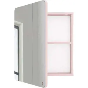 Růžová závěsná koupelnová skříňka se zrcadlem 50x58 cm Color Bath – Tom Tailor
