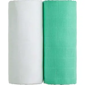 Sada 2 bavlněných osušek v bílé a zelené barvě T-TOMI Tetra, 90 x 100 cm