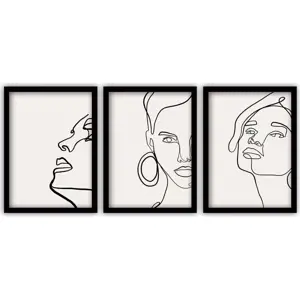 Sada 3 obrazů v černém rámu Vavien Artwork Lines, 35 x 45 cm