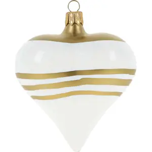 Produkt Sada 3 skleněných vánočních ozdob ve tvaru srdce v bílo-zlaté barvě Ego Dekor