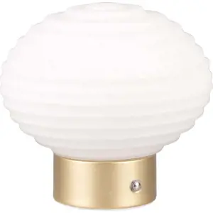 Stmívatelná LED stolní lampa v bílé a zlaté barvě se skleněným stínidlem (výška 14,5 cm) Earl – Trio