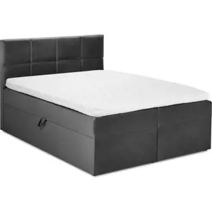 Tmavě šedá boxspring postel s úložným prostorem 200x200 cm Mimicry – Mazzini Beds