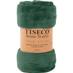 Tmavě zelený přehoz z mikroplyše na dvoulůžko 220x240 cm Cosy - Tiseco Home Studio