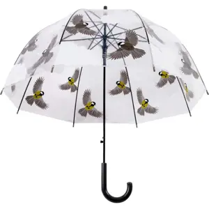 Transparentní deštník s potiskem ptáků Esschert Design, ⌀ 80,8 cm