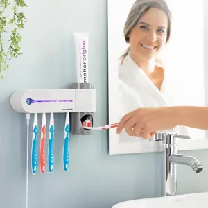 Produkt UV sterilizátor na zubní kartáčky s podstavcem a dávkovačem zubní pasty Smiluv - InnovaGoods