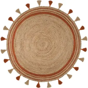 Flair Rugs Kusový koberec Lunara Jute Circle Orange 150x150 (průměr) kruh