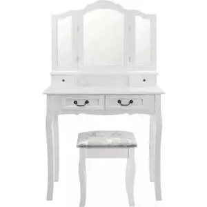 Tempo Kondela Toaletní stolek s taburetem REGINA NEW - bílá/stříbrná + kupón KONDELA10 na okamžitou slevu 3% (kupón uplatníte v košíku)