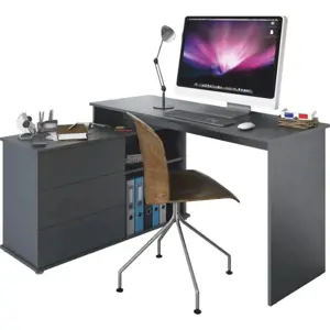 Tempo Kondela Univerzální rohový PC stůl TERINO - grafit + kupón KONDELA10 na okamžitou slevu 3% (kupón uplatníte v košíku)