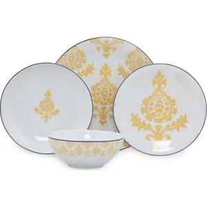 Produkt 24dílná sada bílo-žlutého porcelánového nádobí Kütahya Porselen Ornaments