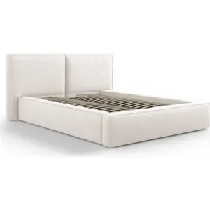 Produkt Béžová čalouněná dvoulůžková postel s úložným prostorem a roštem 140x200 cm Arendal – Cosmopolitan Design