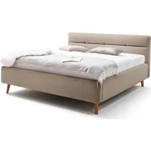 Produkt Béžová čalouněná dvoulůžková postel s úložným prostorem s roštem 180x200 cm Lotte – Meise Möbel