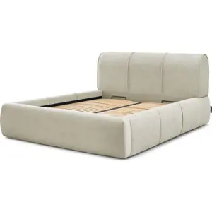 Produkt Béžová čalouněná dvoulůžková postel s úložným prostorem s roštem 180x200 cm Vernon – Bobochic Paris