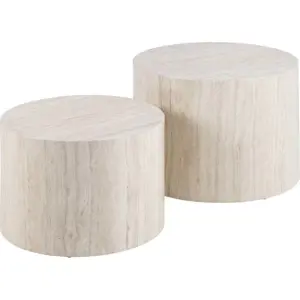 Béžové kulaté konferenční stolky v dekoru kamene v sadě 2 ks ø 58 cm Dice – Actona