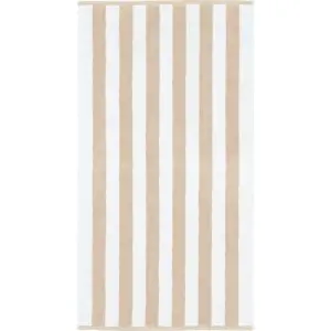 Béžovo-bílá bavlněná osuška 70x120 cm Stripe Jacquard – Bianca