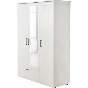 Bílá dětská šatní skříň se zrcadlem 139x190 cm Sylt – Roba