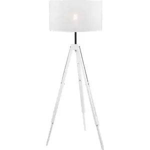 Produkt Bílá stojací lampa s textilním stínidlem, výška 130 cm Sofia – LAMKUR