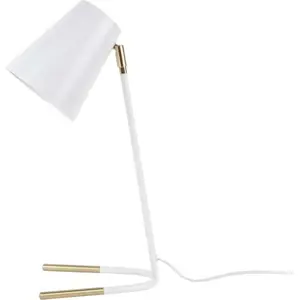 Produkt Bílá stolní lampa s detaily ve zlaté barvě Leitmotiv Noble