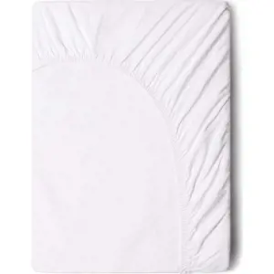 Bílé bavlněné elastické prostěradlo Good Morning, 90 x 200 cm