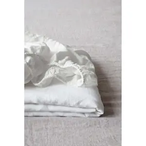 Produkt Bílé lněné elastické prostěradlo Linen Tales, 90 x 200 cm